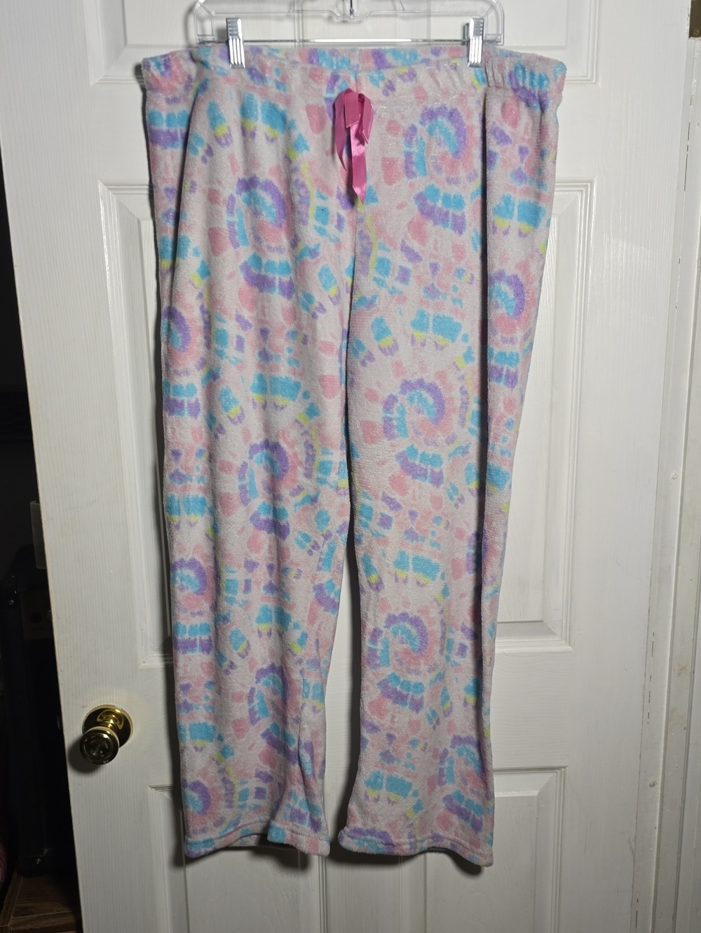 Bobbie Brooks 2X Pastel Tie-Dye Lounge Pajama Pants with Pink Drawstring